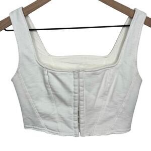 Farm Rio White Corset Bustier Crop Tank Top Size PP Petite XS